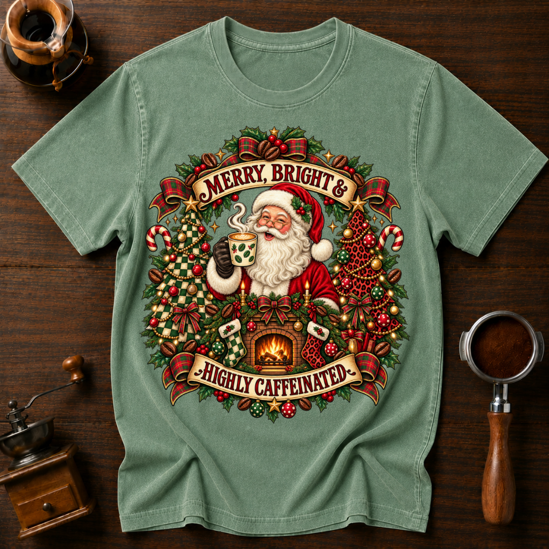 Merry Bright & Highly Caffeinated Dyed T-shirt