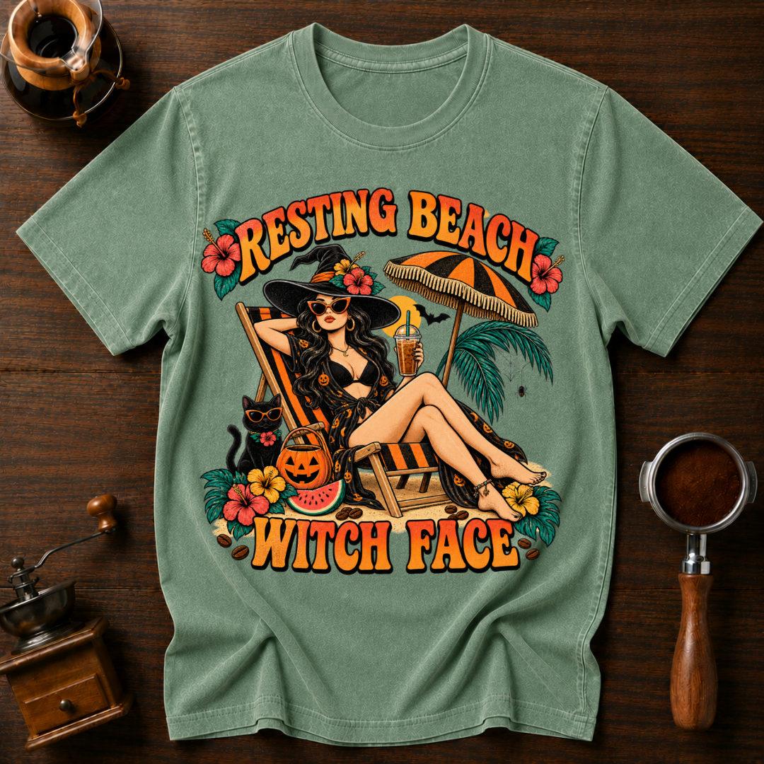 Resting Beach Witch Face Dyed T-shirt