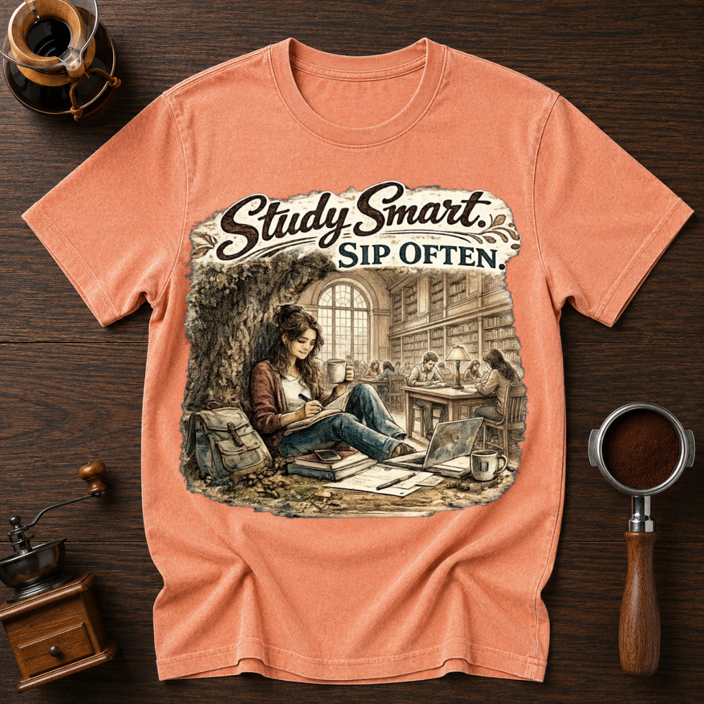 Study Smart Sip Often Dyed T-shirt