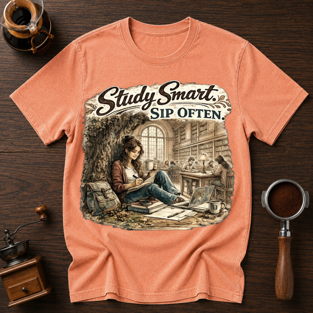 Study Smart Sip Often Dyed T-shirt