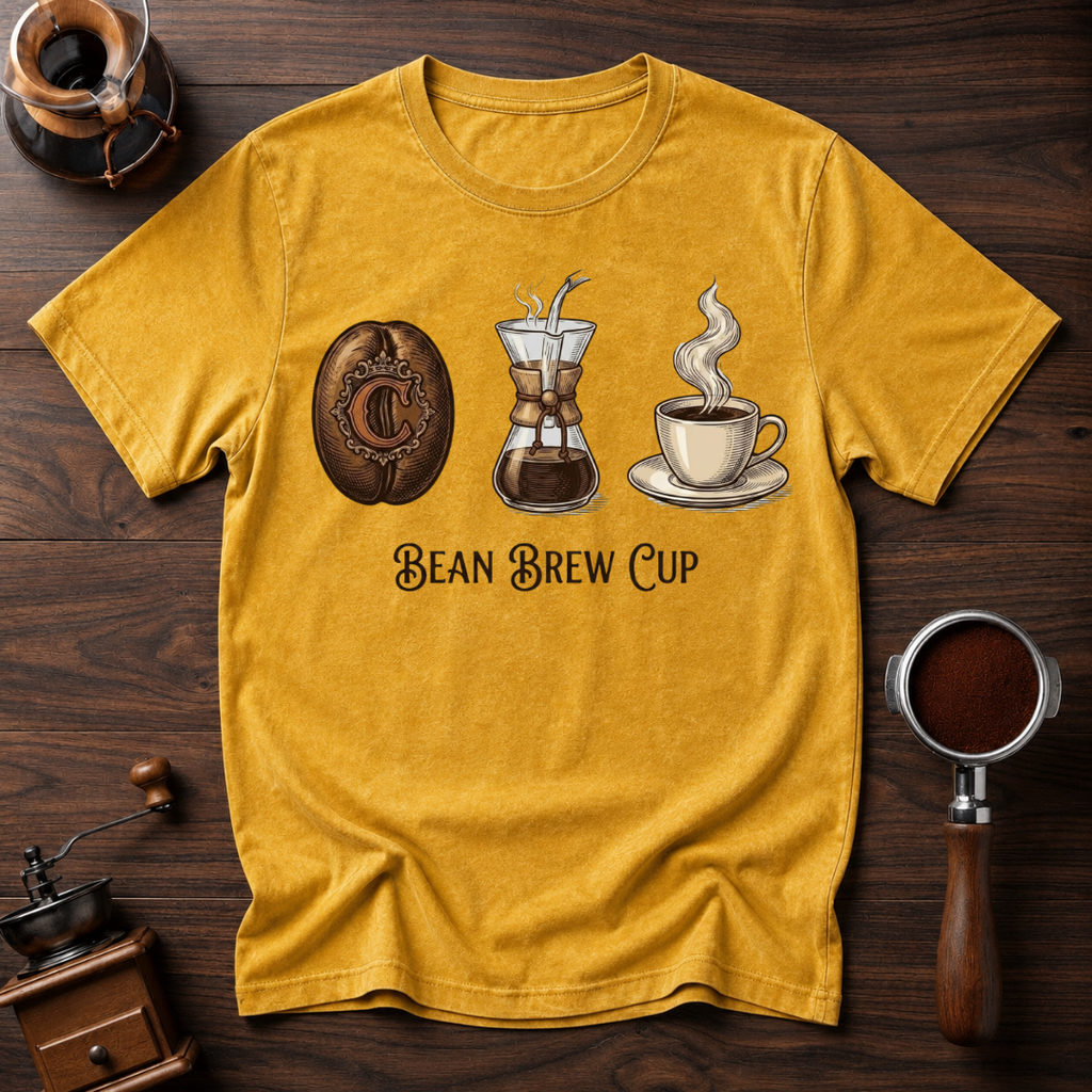 Bean. Brew. Cup. Dyed T-shirt