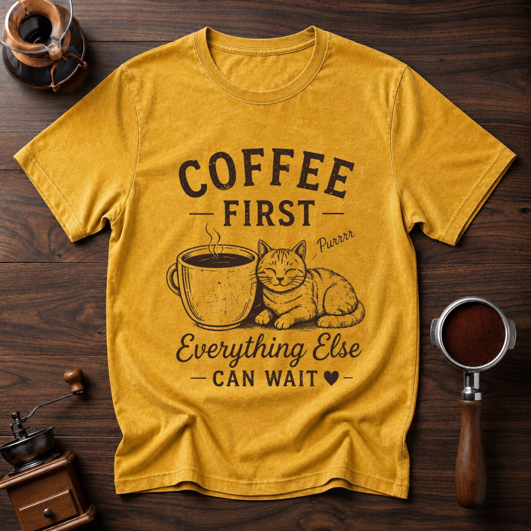 Coffee First Everything Else Can Wait Dyed T-shirt