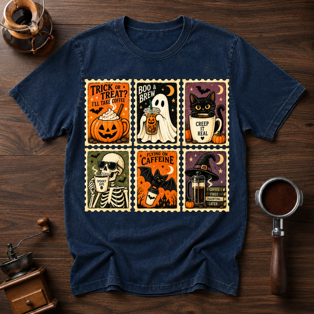 Trick Or Treat I'll Take Coffee Dyed T-shirt