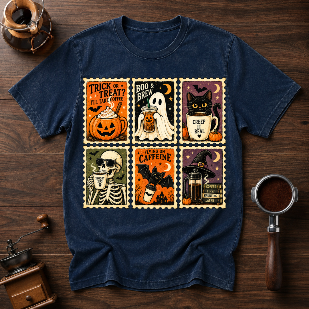 Trick Or Treat I'll Take Coffee Dyed T-shirt