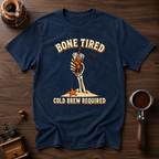Bone Tired Cold Brew Required Shirt, Skeleton Hand Iced Coffee Tee, Funny Halloween Coffee Shirt, Tired Mom Gift, Garment Dyed T-Shirt