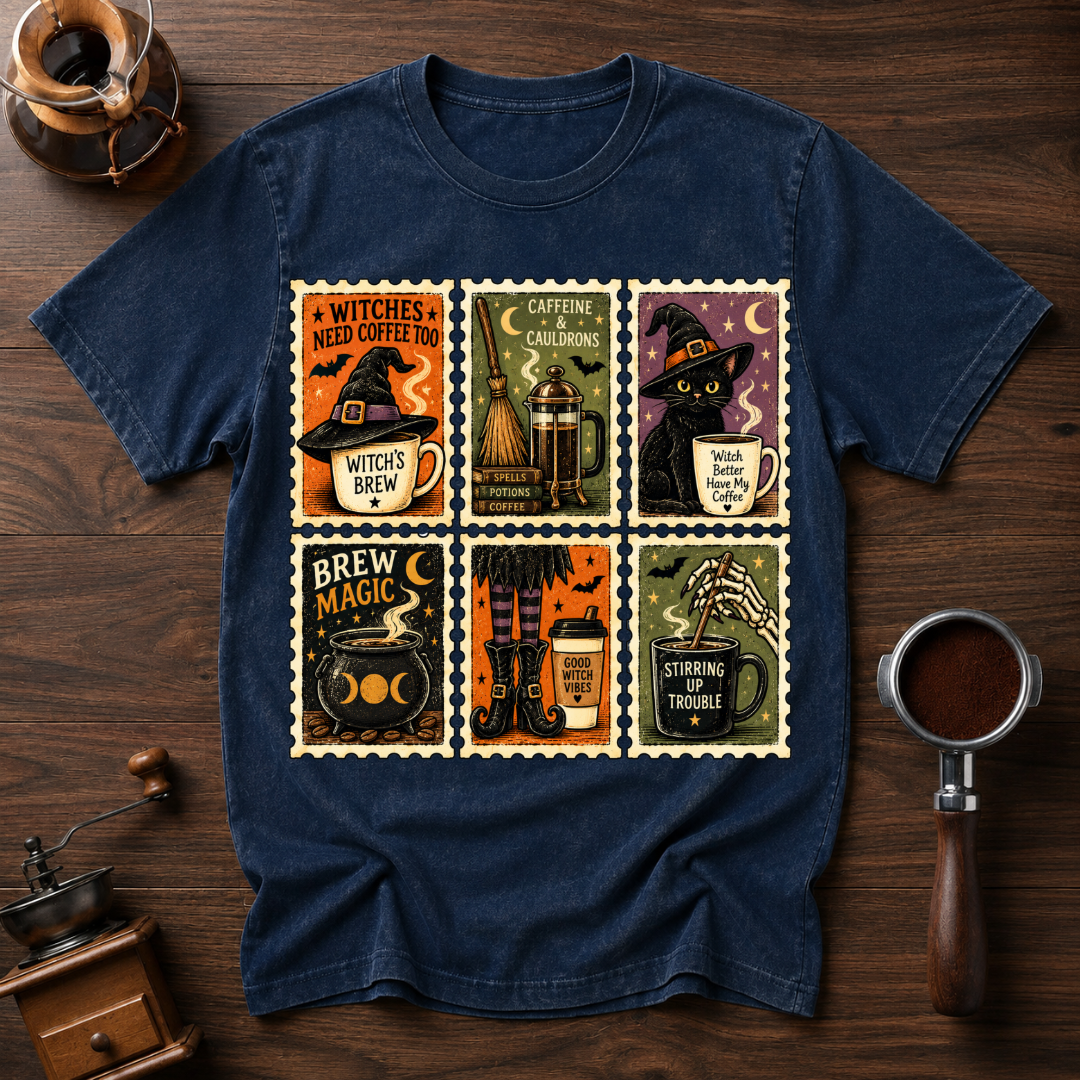 Witch's Need Coffee Too Dyed T-shirt