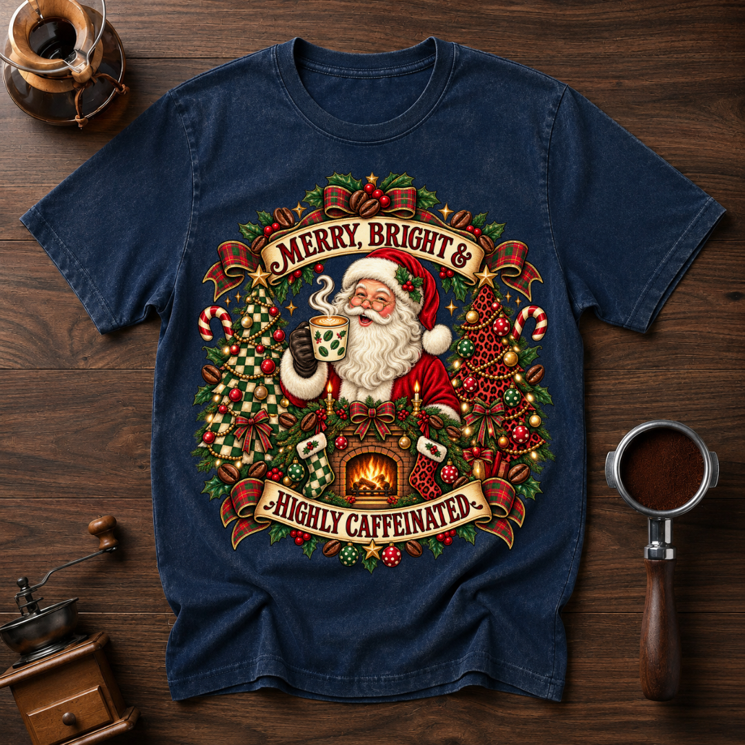 Merry Bright & Highly Caffeinated Dyed T-shirt