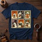 Ghosted Until Caffeinated Shirt, Vintage Ghost Stamp Tee, Halloween Coffee Lover Shirt, Retro Spooky Season Gift, Garment Dyed T-Shirt