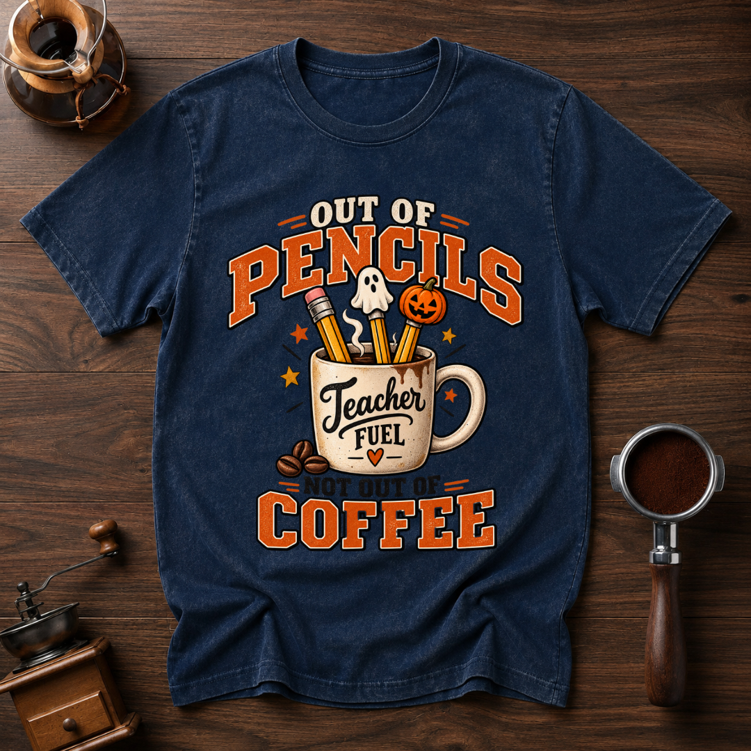 Out Of Pencils Not Out Of Coffee Dyed T-shirt