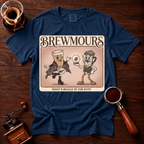 Brewmours Shirt, Retro 70s Coffee Tee, Vintage Soft Rock Album Parody Shirt, Coffee Gossip Gift, Funny Coffee Lover Garment Dyed Tee