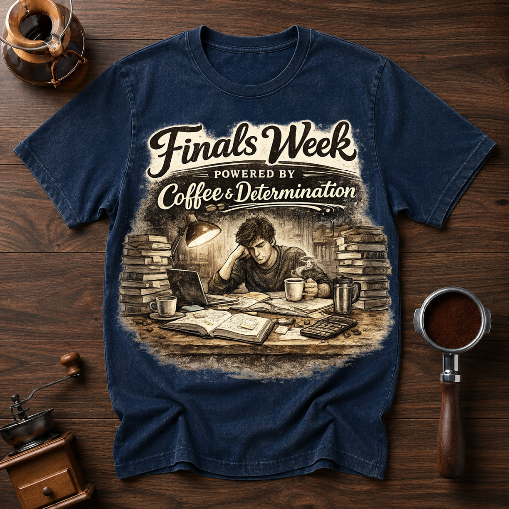Finals Week Powered by Coffee and Determination Dyed T-shirt