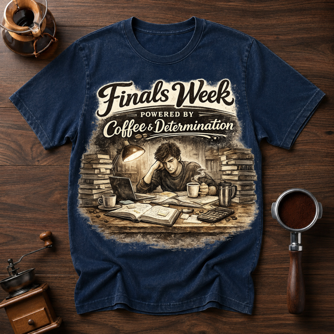 Finals Week Powered by Coffee and Determination Dyed T-shirt