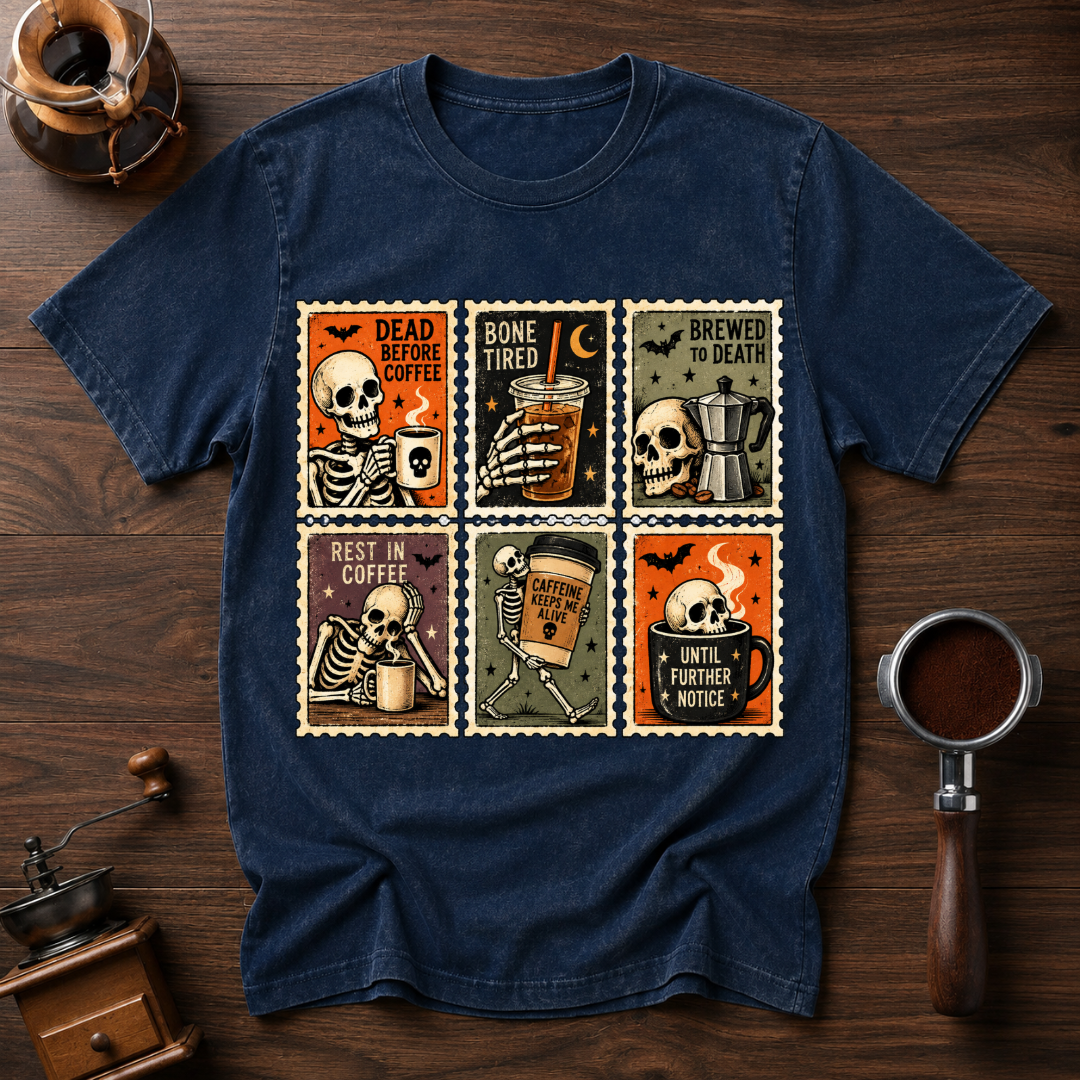 Dead Before Coffee Stamp Dyed T-shirt