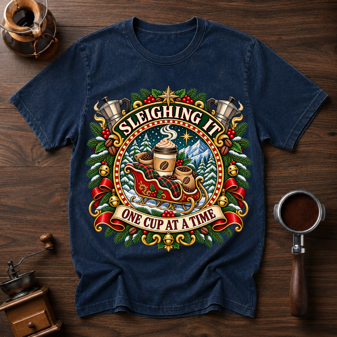 Sleighing It One Cup At A Time Dyed T-shirt
