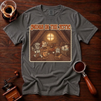 Mugs in the Attic Shirt, Funny Retro Coffee Tee, Bookish Coffee Lover Gift, Vintage Cartoon Mug Shirt, 80s Book Parody, Garment Dyed Tee