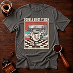 Double Shot Vision Shirt, Retro Cartoon Coffee Tee, Funny Espresso Shirt, Rubber Hose Coffee Lover Gift, Barista Gift, Garment Dyed Tee