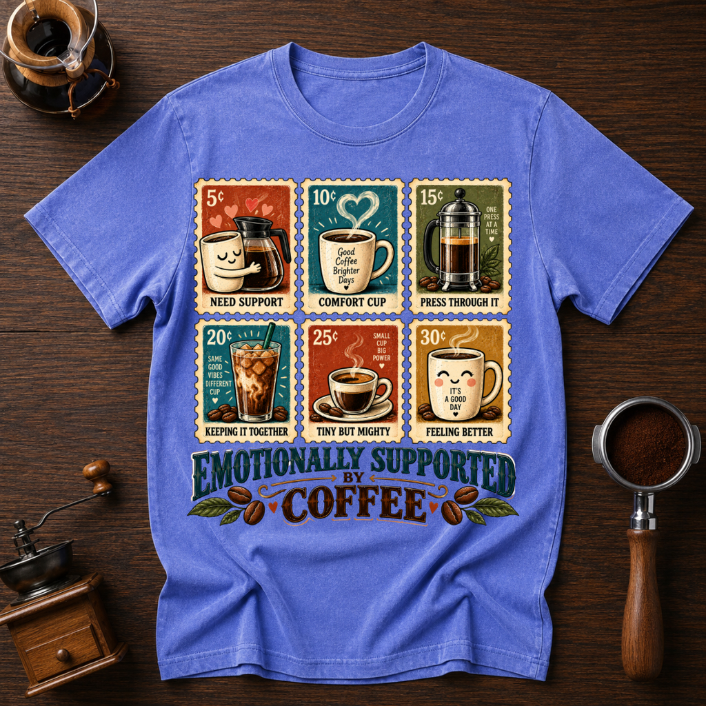 Emotionally Supported By Coffee Dyed T-shirt