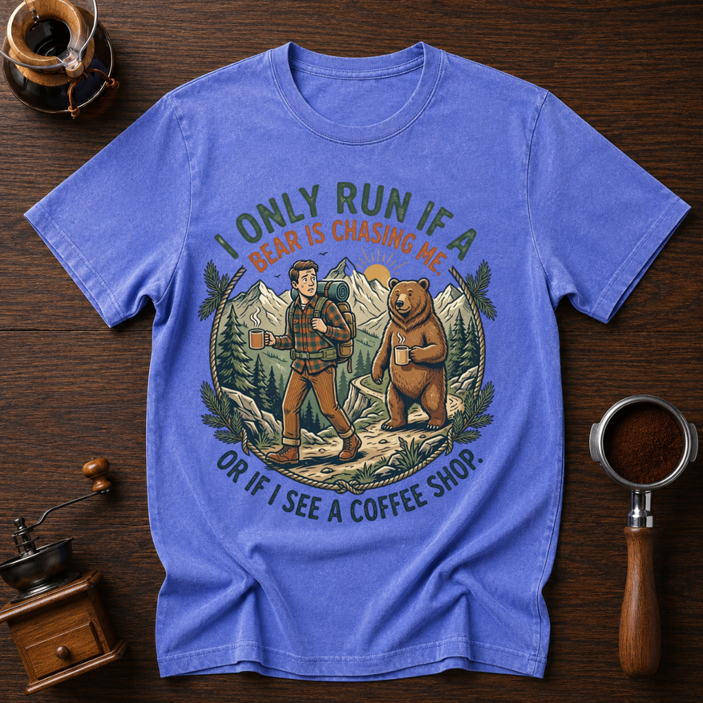 I Only Run If I See a Bear or a Coffee Shop Dyed T-shirt