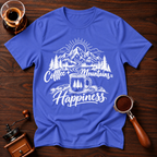 Coffee + Mountains = Happiness White Dyed T-shirt