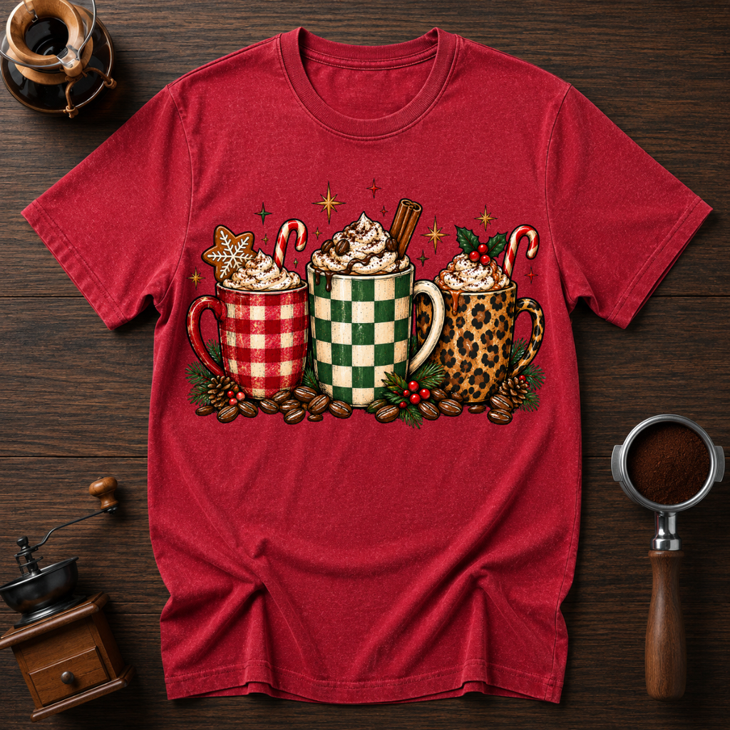 Christmas Mugs Delight Dyed T-shirt