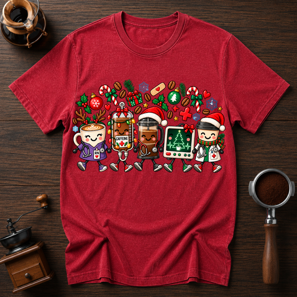 Coffee Care & Christmas Cheer Dyed T-shirt
