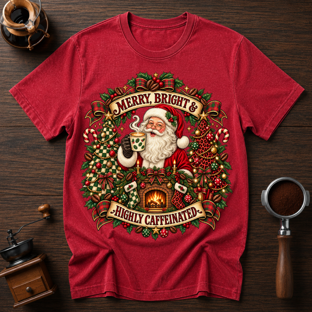 Merry Bright & Highly Caffeinated Dyed T-shirt