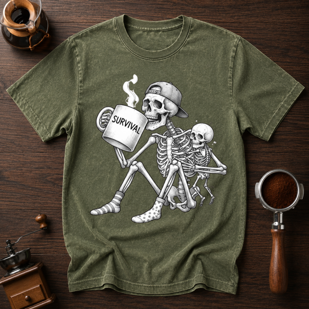 Survival Powered by Coffee Dyed T-shirt