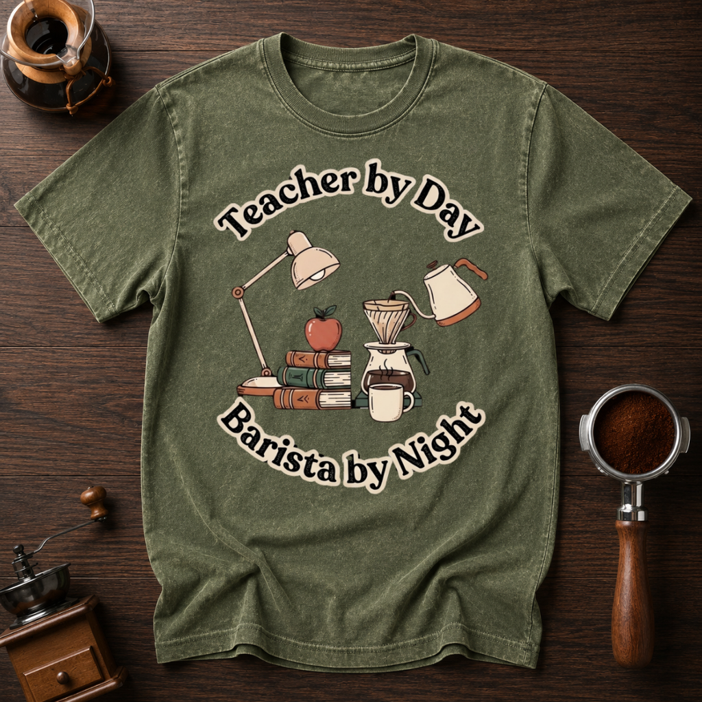 Teacher by Day Barista by Night Dyed T-shirt