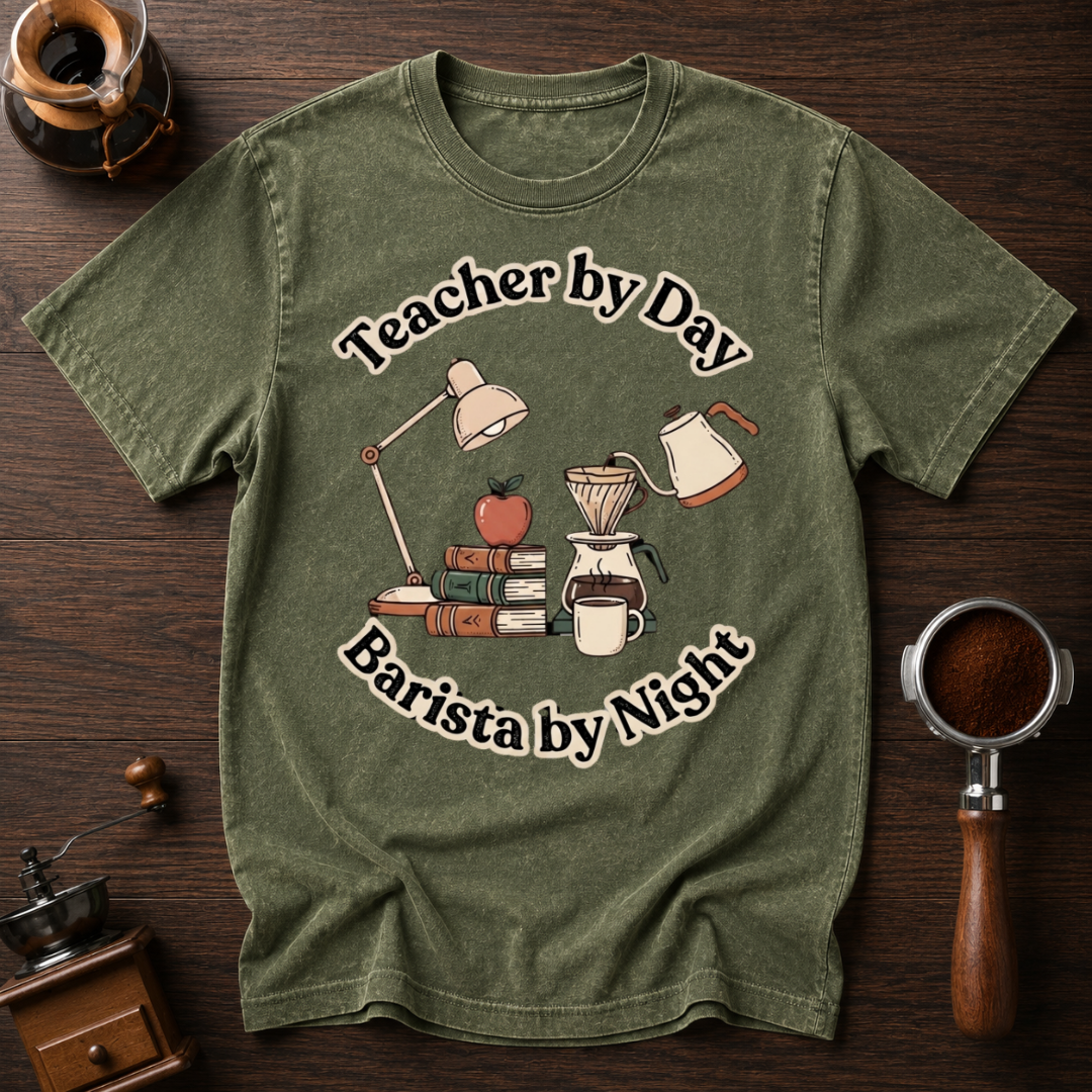 Teacher by Day Barista by Night Dyed T-shirt