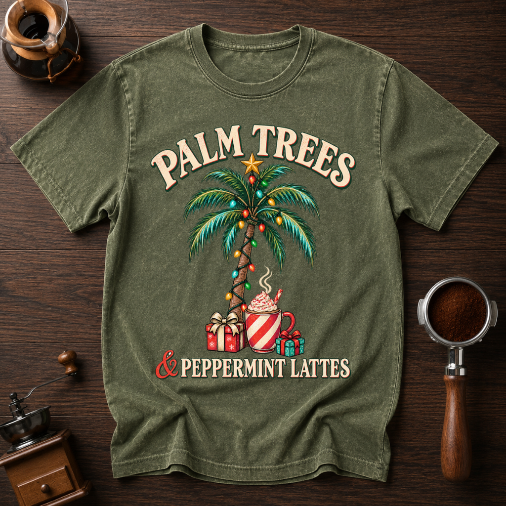 Palm Trees & Peppermint Lattes Dyed T-shirt