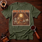 Mugs in the Attic Shirt, Funny Retro Coffee Tee, Bookish Coffee Lover Gift, Vintage Cartoon Mug Shirt, 80s Book Parody, Garment Dyed Tee