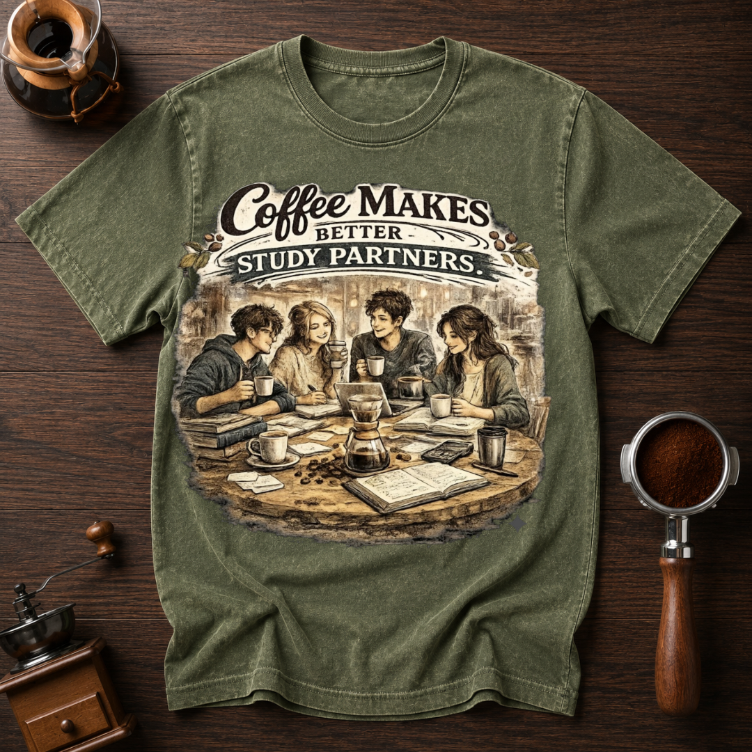 Coffee Makes Better Study Partners Dyed T-shirt