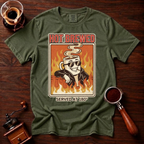 Hot Brewed Shirt, Retro Greaser Coffee Tee, Funny 70s Rock Coffee Shirt, Hot Coffee Lover Gift, Flame Rockabilly Garment Dyed T-Shirt