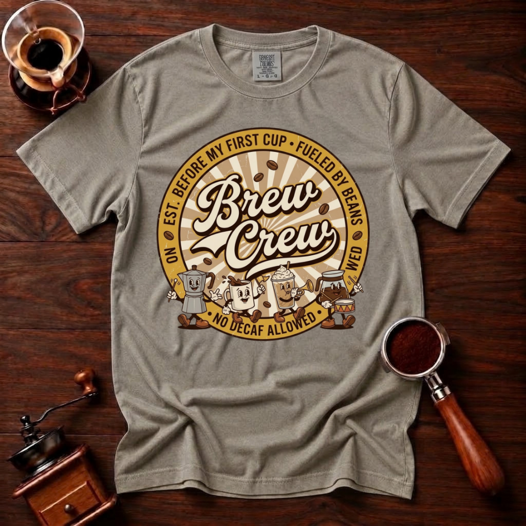No Decaf Allowed Shirt, Funny Coffee Badge Tee, Vintage Coffee Emblem Shirt, Coffee Lover Gift, Barista Crew Shirt, Garment Dyed T-Shirt