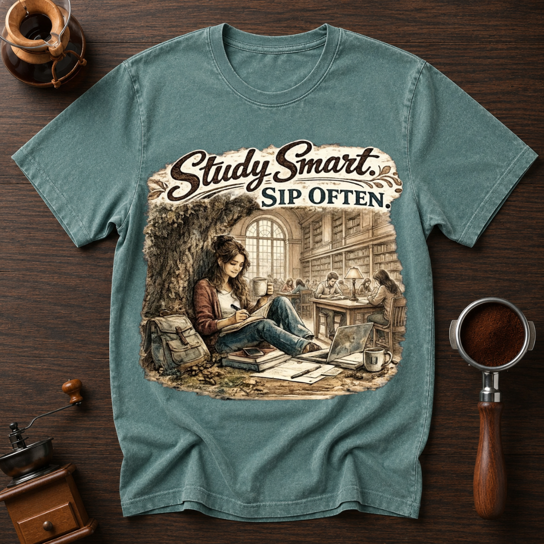 Study Smart Sip Often Dyed T-shirt