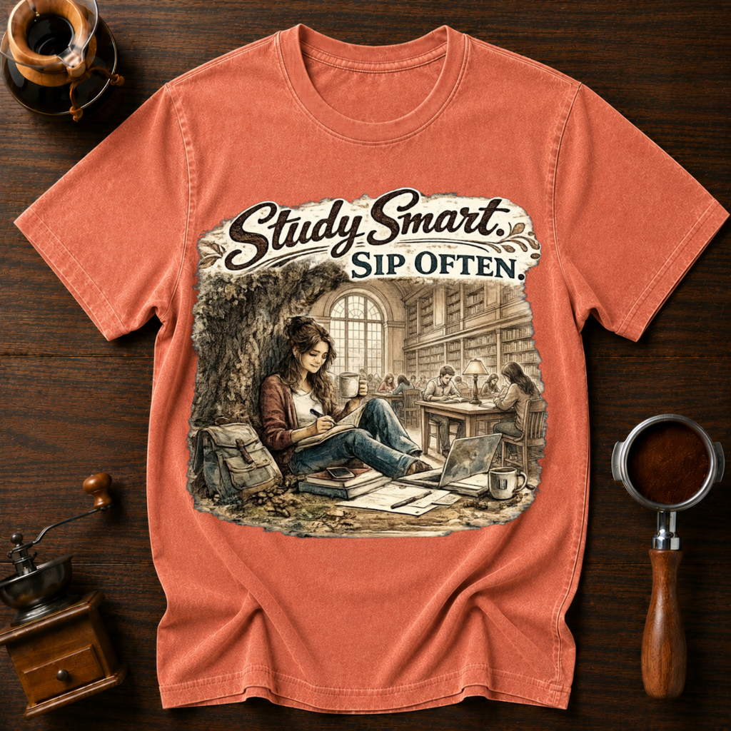Study Smart Sip Often Dyed T-shirt