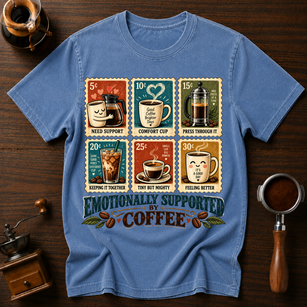 Emotionally Supported By Coffee Dyed T-shirt