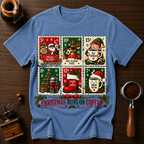 Christmas Runs On Coffee stamp Dyed T-shirt
