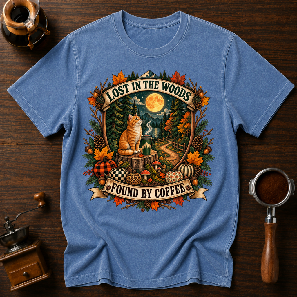 Lost In The Woods Found By Coffee Dyed T-shirt