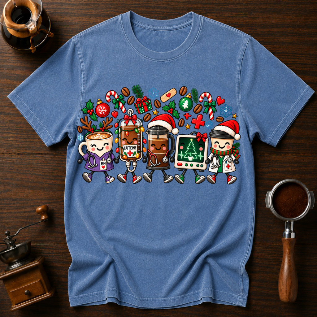 Coffee Care & Christmas Cheer Dyed T-shirt