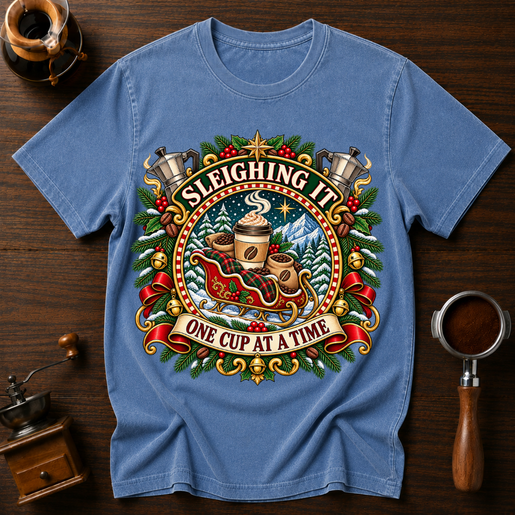 Sleighing It One Cup At A Time Dyed T-shirt