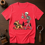 Walking With My Frenchie Shirt, Skeleton Dog Walk Tee, French Bulldog Mom Gift, Funny Coffee Skeleton, Garment Dyed Halloween T-Shirt