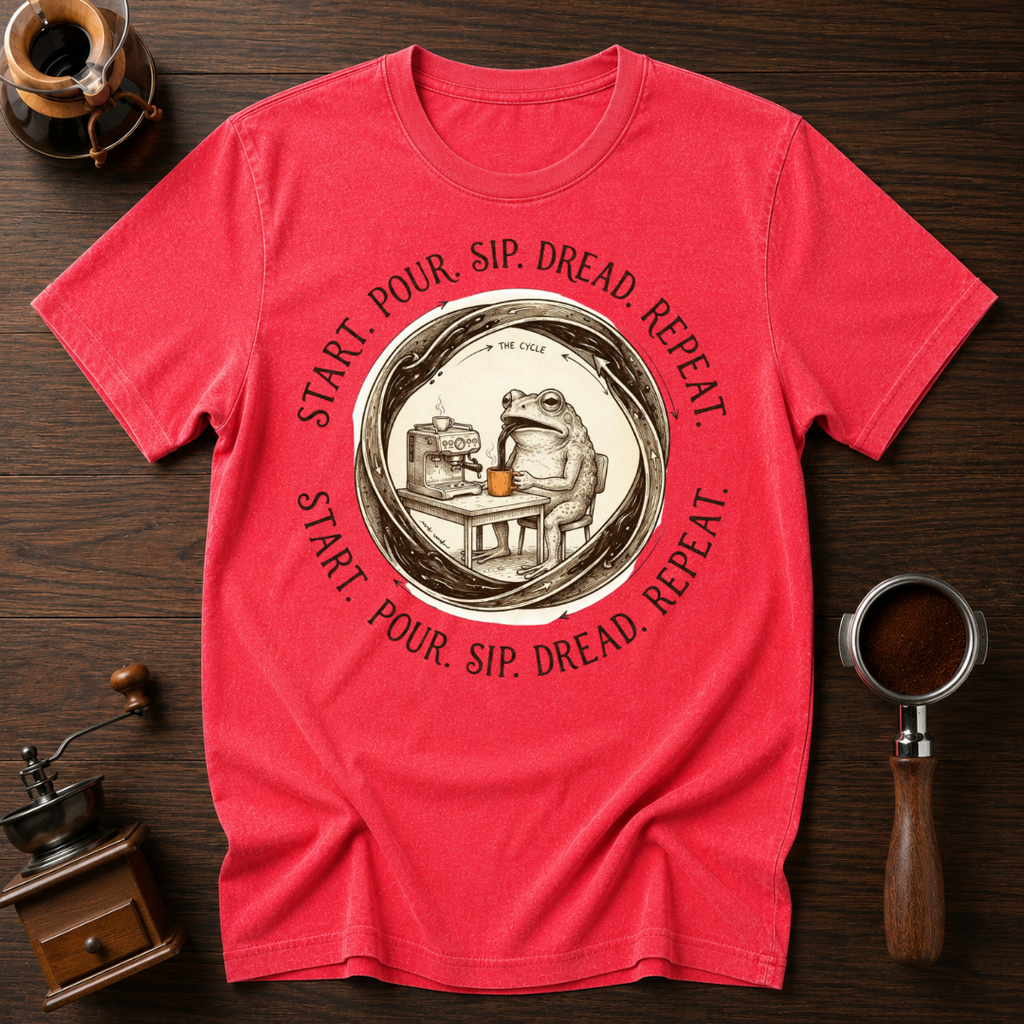 Start. Pour. Sip. Dread. Dyed T-shirt