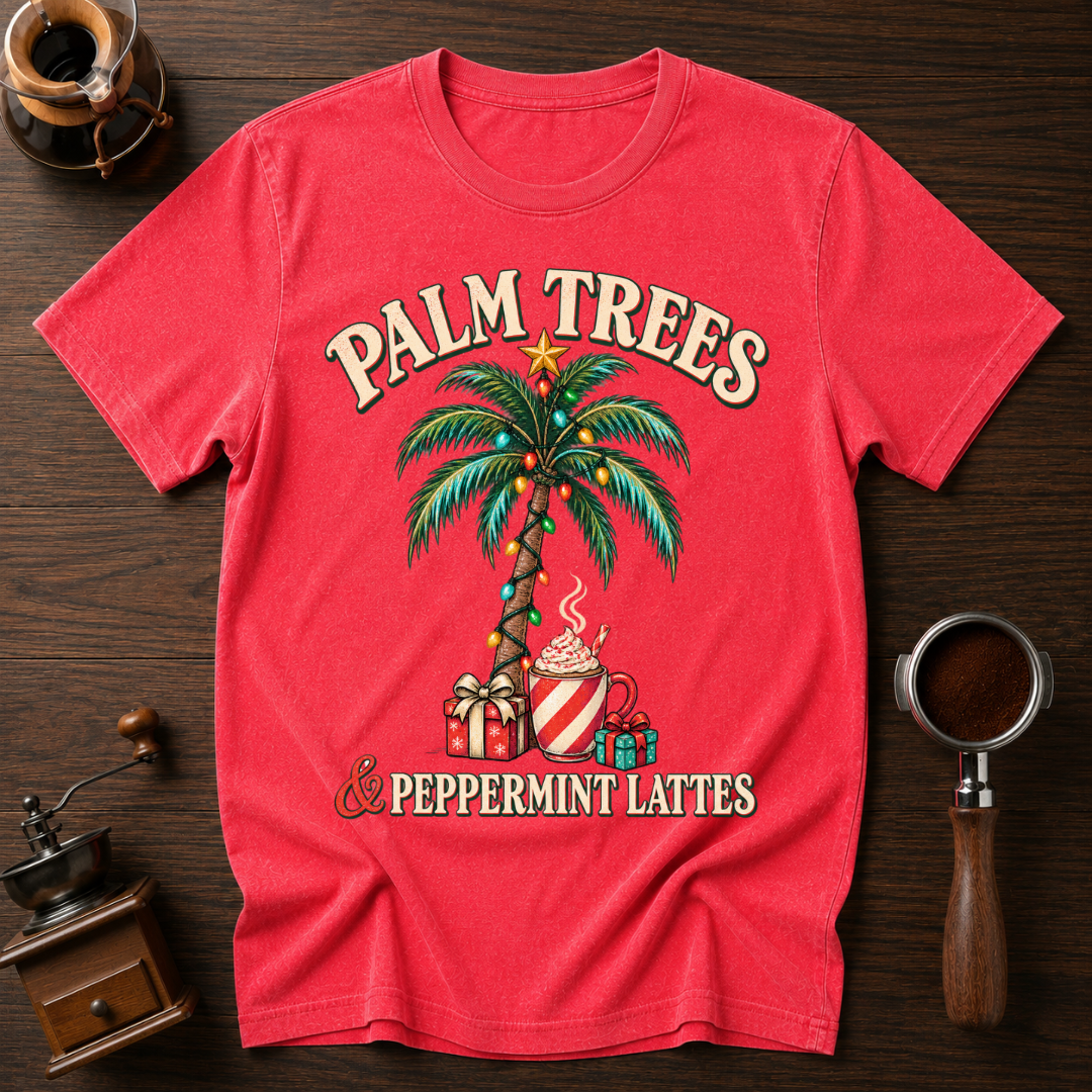 Palm Trees & Peppermint Lattes Dyed T-shirt
