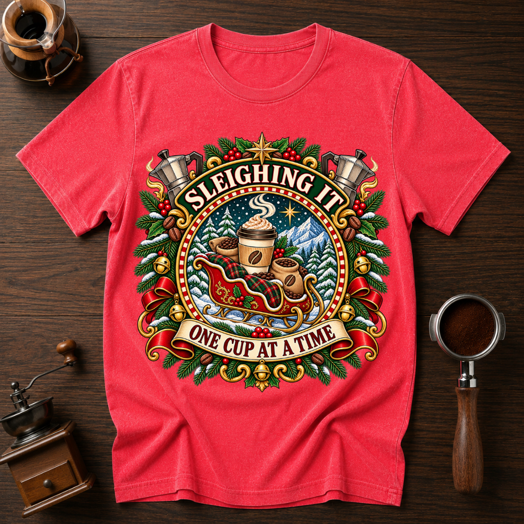 Sleighing It One Cup At A Time Dyed T-shirt