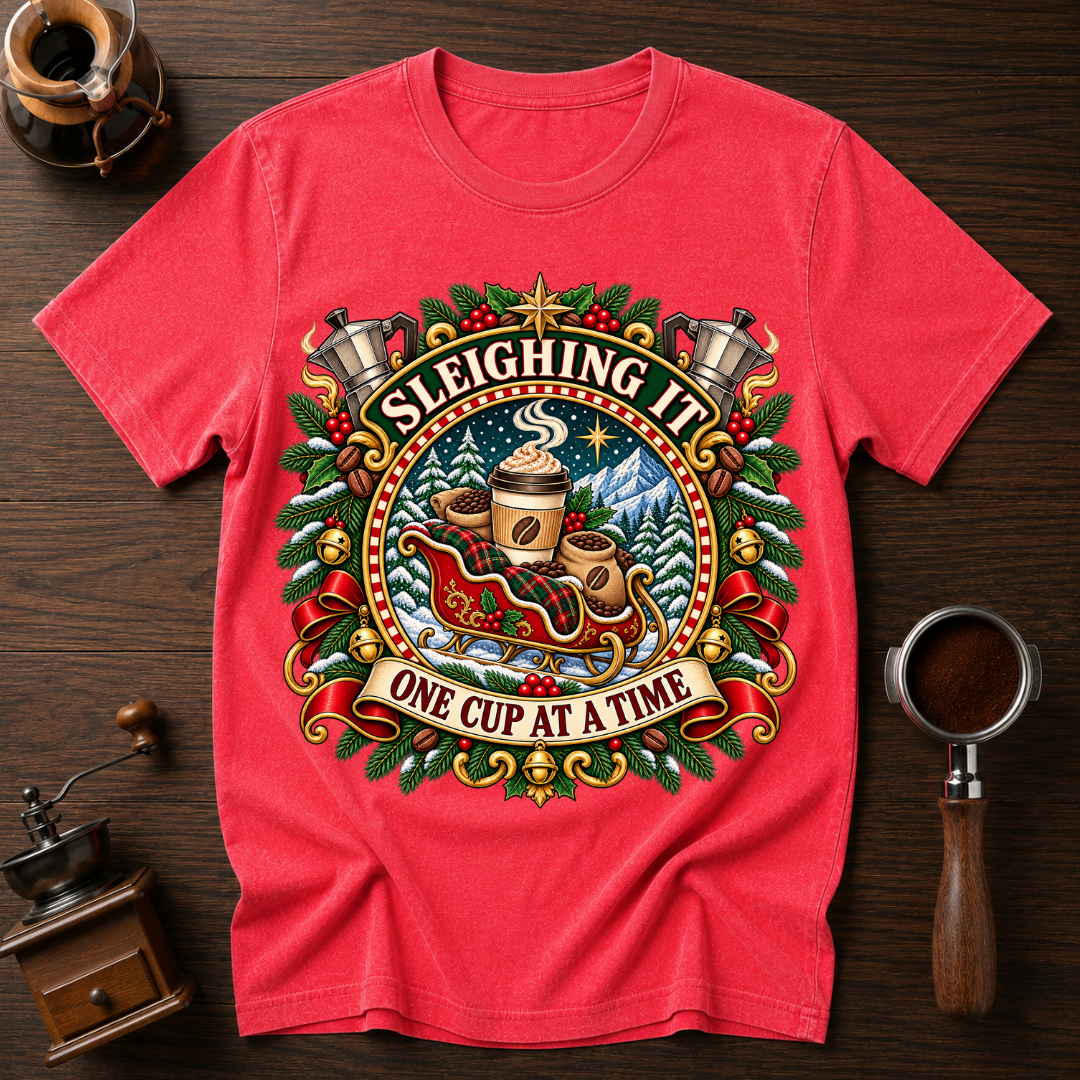 Sleighing It One Cup At A Time Dyed T-shirt