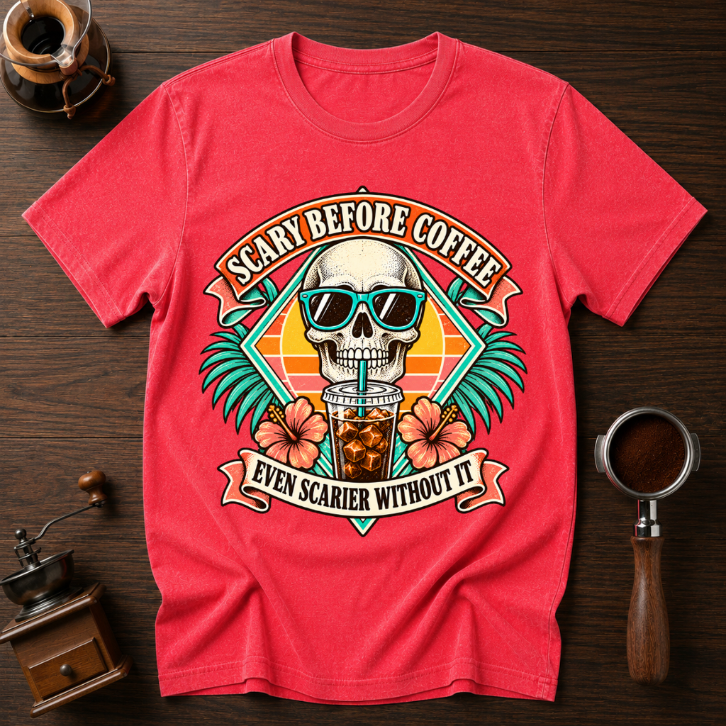 Scary Before Coffee Scarier Without It Dyed T-shirt