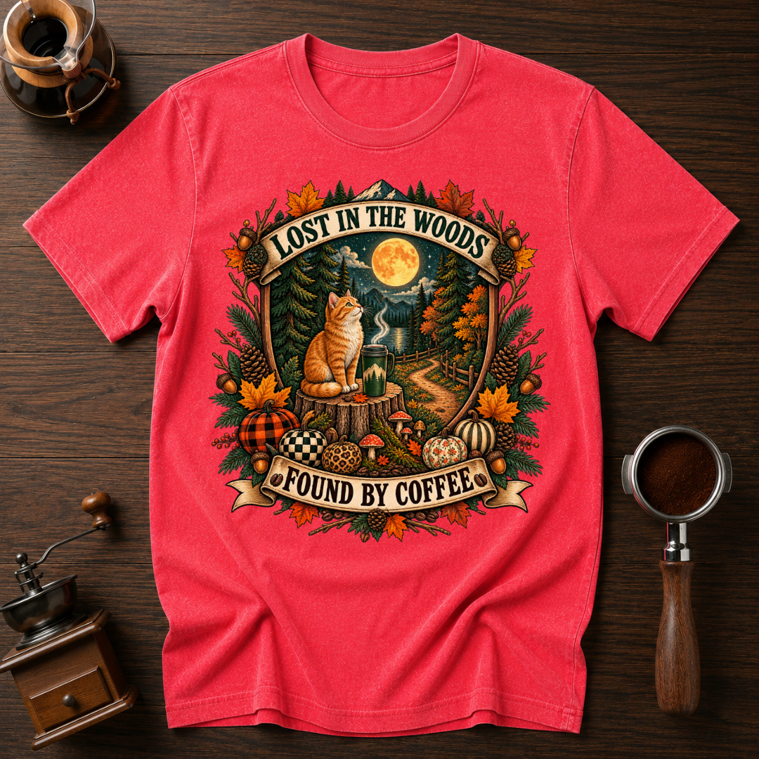 Lost In The Woods Found By Coffee Dyed T-shirt
