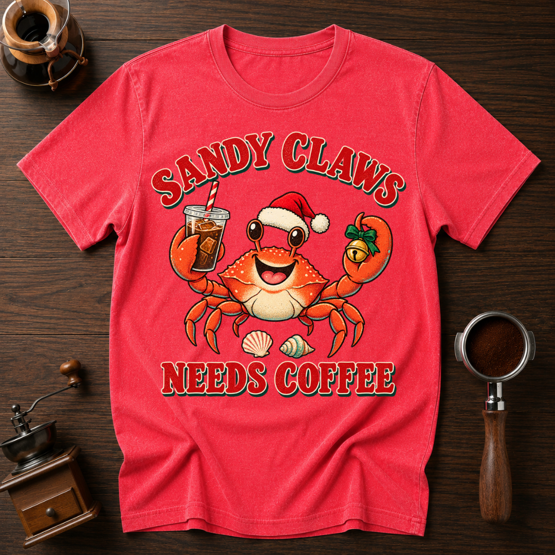 Sandy Claws Needs Coffee Dyed T-shirt