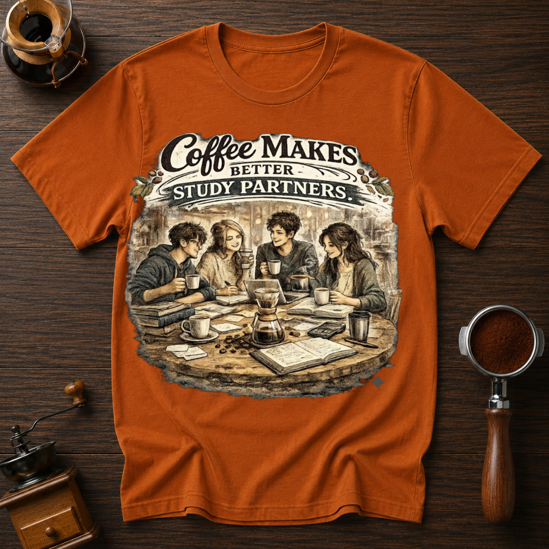 Coffee Makes Better Study Partners Dyed T-shirt